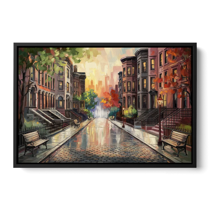 Boston Historic Neighborhoods Front - Black Canvas Wall Art