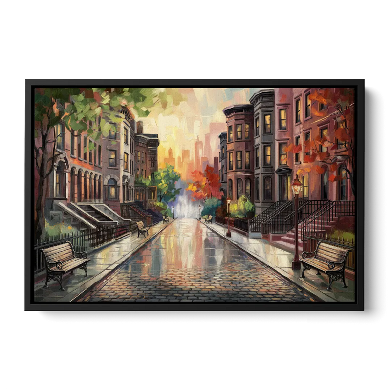 Boston Historic Neighborhoods Front - Black Canvas Wall Art