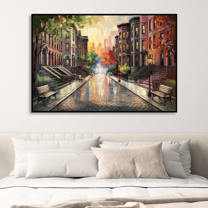 Boston Historic Neighborhoods Living Room - Black Canvas Wall Art