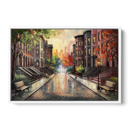Boston Historic Neighborhoods Front - White Canvas Wall Art