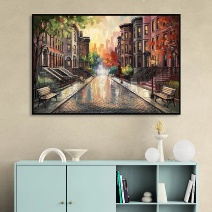 Boston Historic Neighborhoods Sitting Room - Black Canvas Wall Art