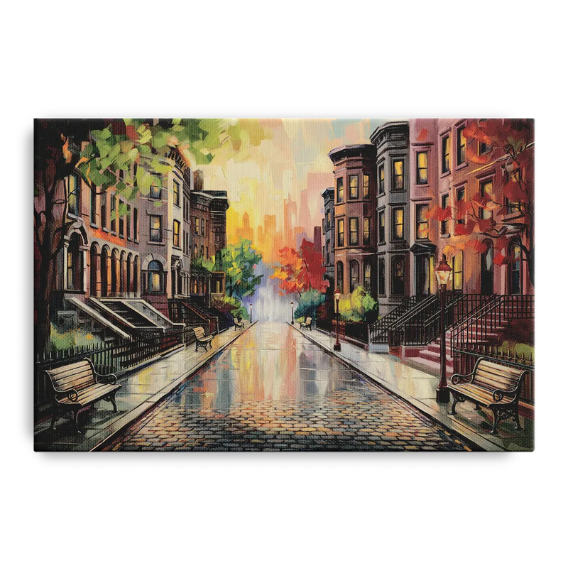 Boston Historic Neighborhoods Front - Canvas Wall Art