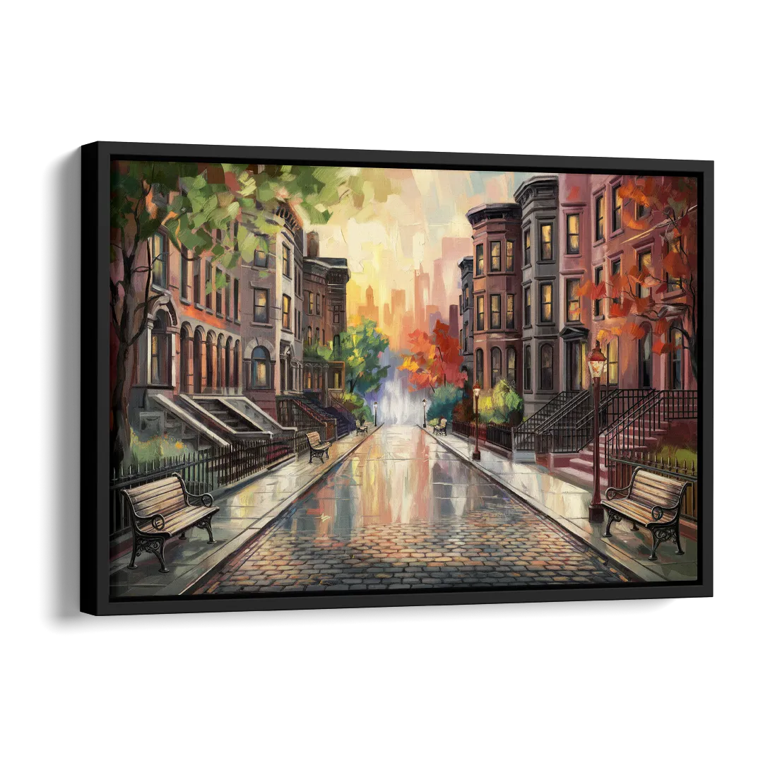 Boston Historic Neighborhoods Side - Black Canvas Wall Art