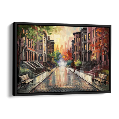 Boston Historic Neighborhoods Side - Black Canvas Wall Art