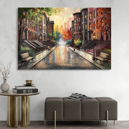 Boston Historic Neighborhoods Living Room - Canvas Wall Art