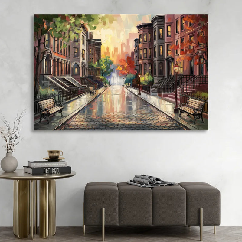 Boston Historic Neighborhoods Living Room - Canvas Wall Art