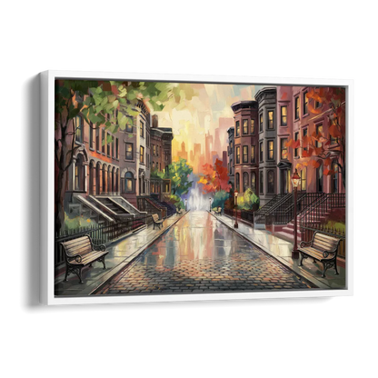 Boston Historic Neighborhoods Side - White Canvas Wall Art