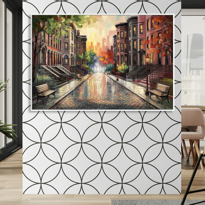 Boston Historic Neighborhoods Sitting Room - White Canvas Wall Art