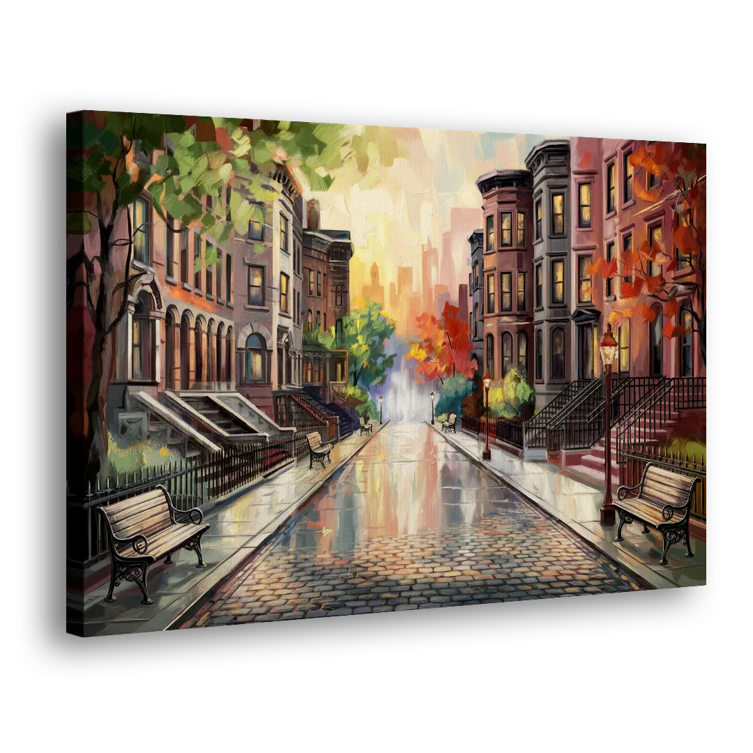 Boston Historic Neighborhoods Side - Canvas Wall Art