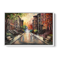 Boston Historic Neighborhoods - White Framed Canvas Wall Art - Front