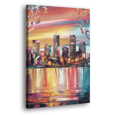 Boston Iconic Skyline Silhouette - Canvas Wall Art - Side