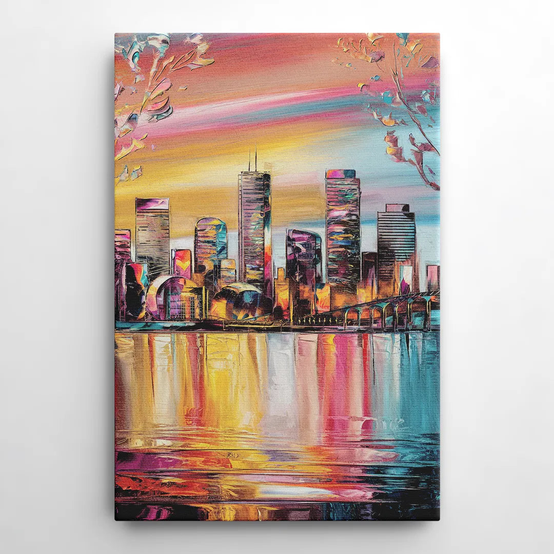 Boston Iconic Skyline Silhouette - Canvas Wall Art