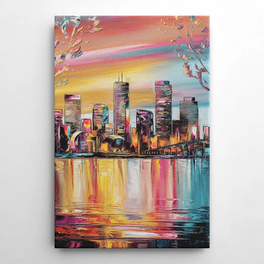 Boston Iconic Skyline Silhouette - Canvas Wall Art