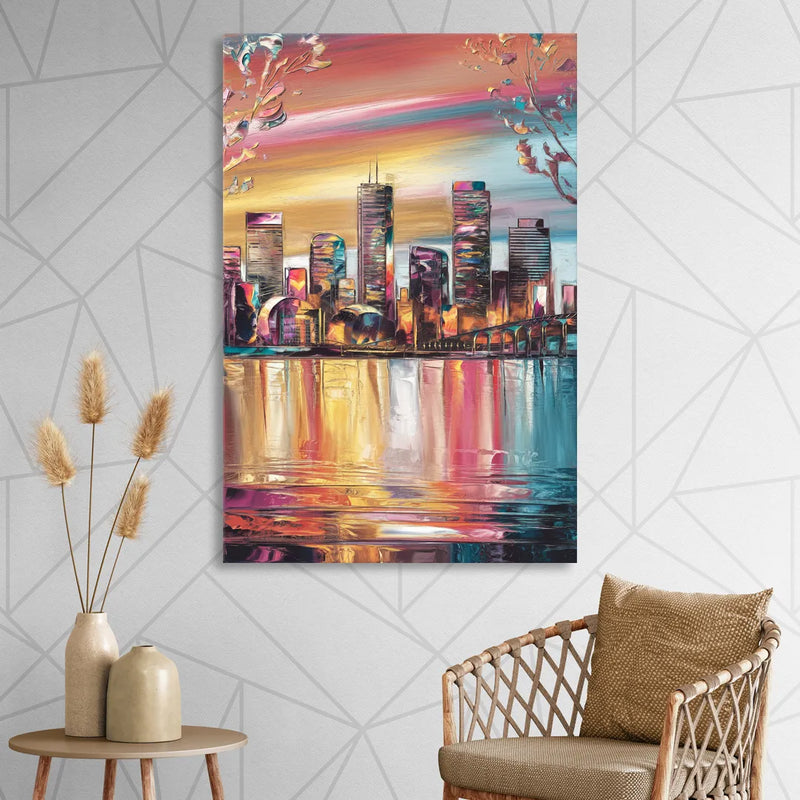Boston Iconic Skyline Silhouette Sitting Room - Canvas Wall Art