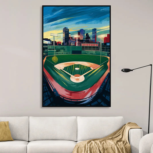 Boston Red Sox Fenway Park Living Room - Black Canvas Wall Art