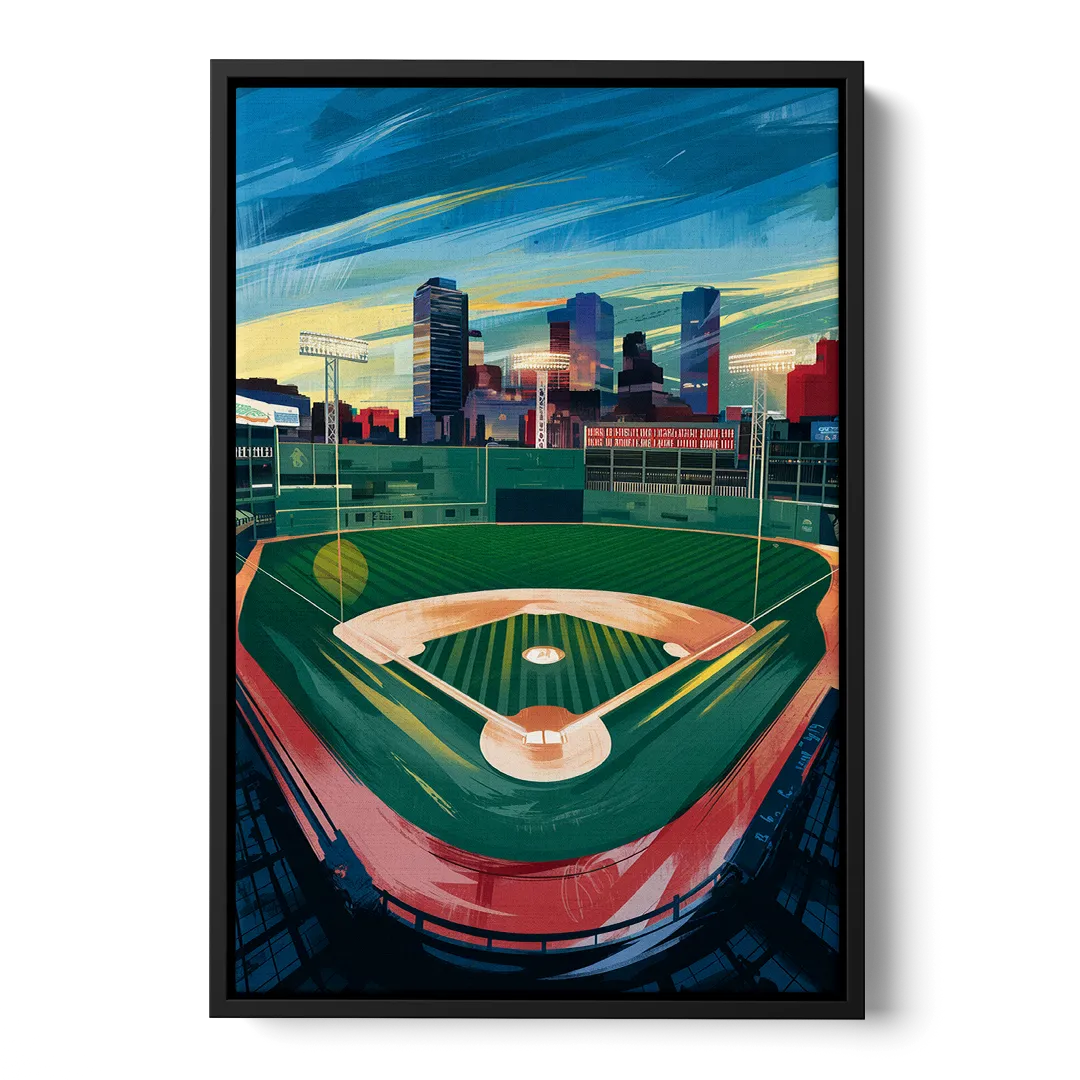 Boston Red Sox Fenway Park Front - Black Canvas Wall Art