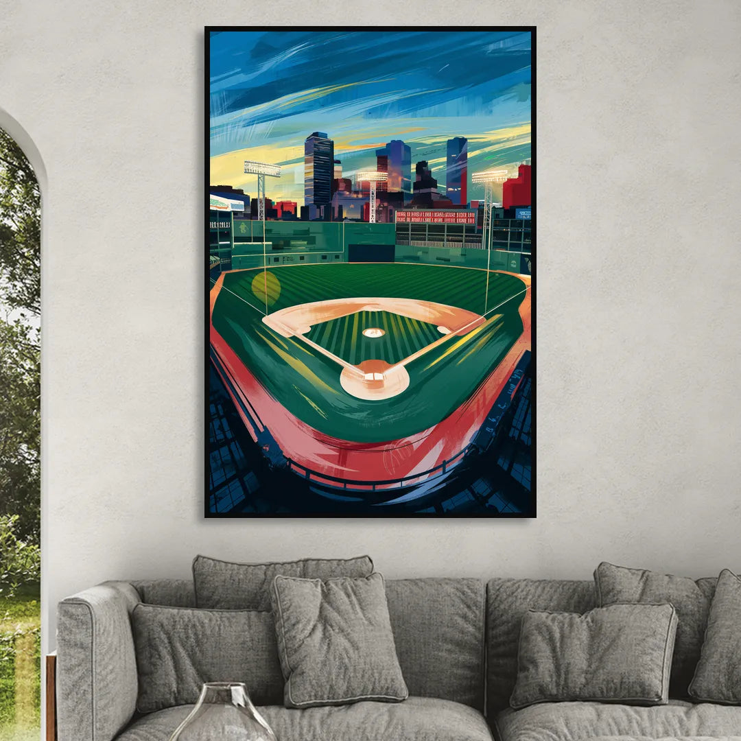 Boston Red Sox Fenway Park Sitting Room - Black Canvas Wall Art