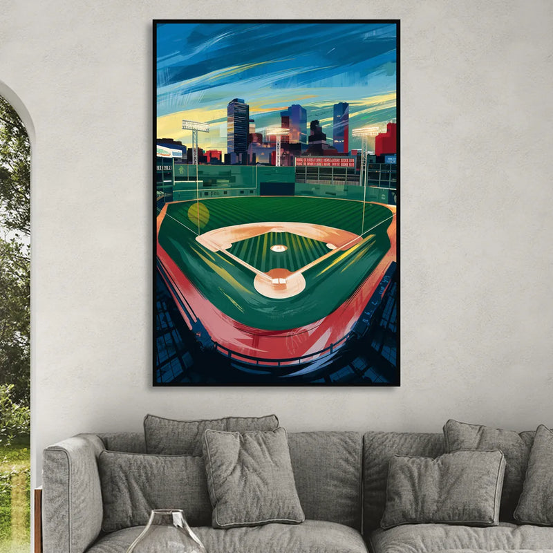 Boston Red Sox Fenway Park Sitting Room - Black Canvas Wall Art