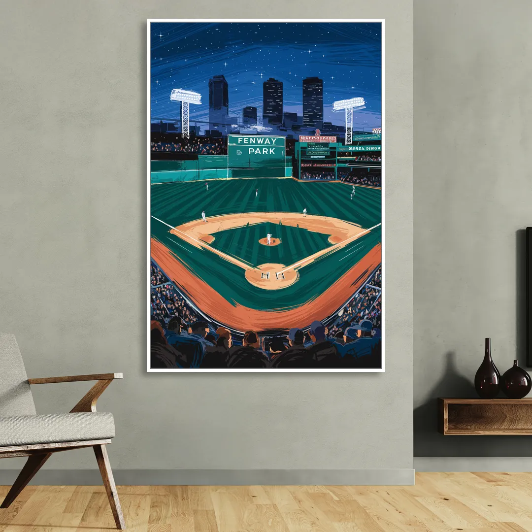 Boston Red Sox Photography Sitting Room - White Canvas Wall Art