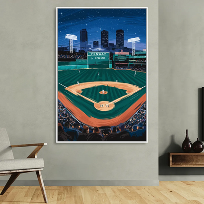 Boston Red Sox Photography Sitting Room - White Canvas Wall Art