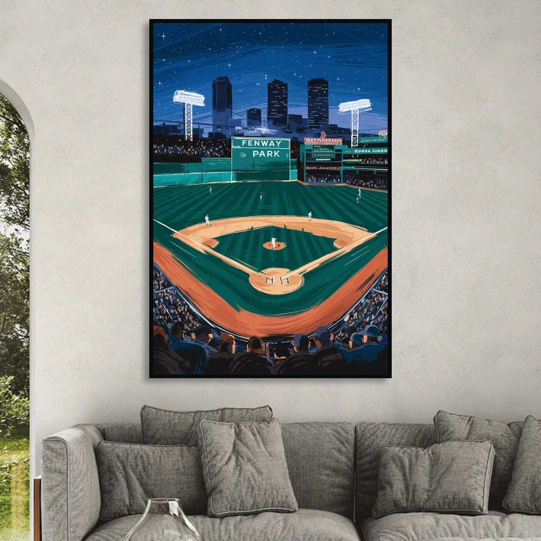 Boston Red Sox Photography Living Room - Black Canvas Wall Art