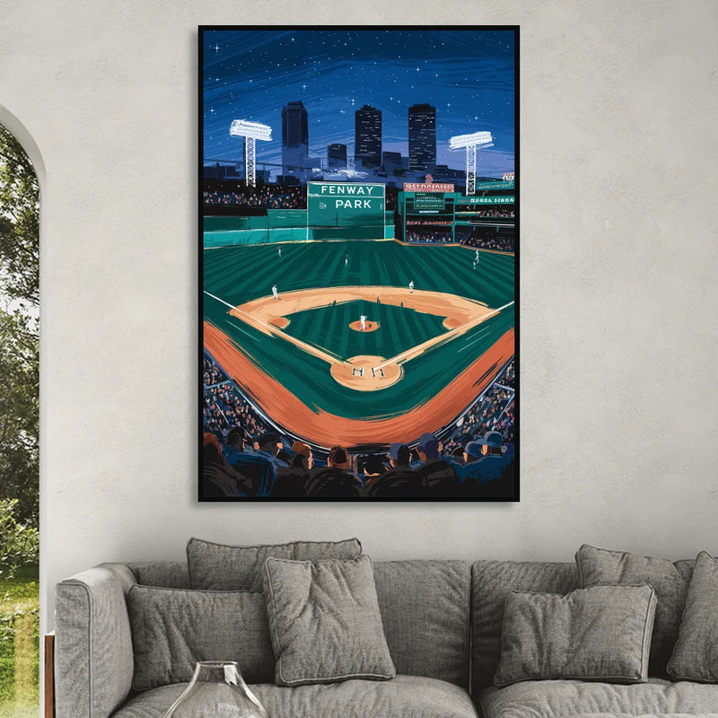 Boston Red Sox Photography Living Room - Black Canvas Wall Art