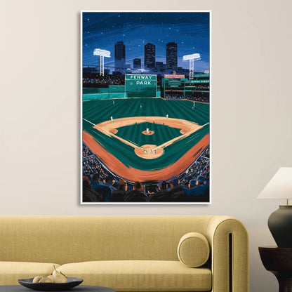 Boston Red Sox Photography Living Room - White Canvas Wall Art