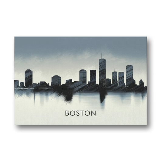 Boston Skyline In Fog - Canvas Wall Art - Front