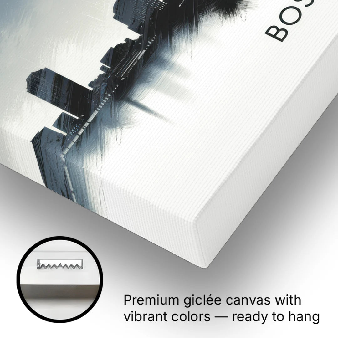 Boston Skyline In Fog - Canvas Wall Art - Gallery Wrap Corner