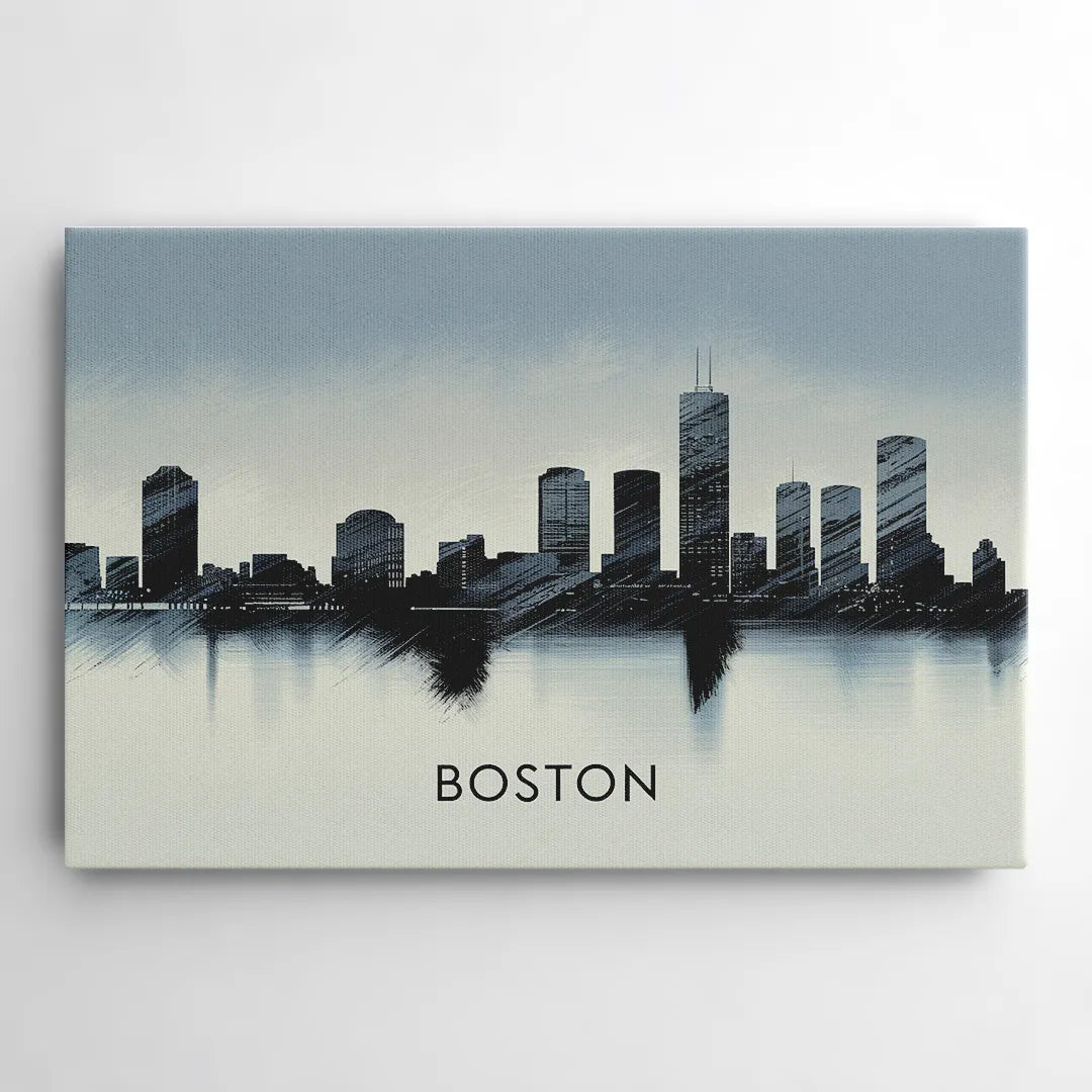 Boston Skyline In Fog - Canvas Wall Art