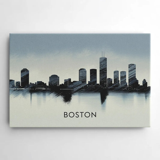 Boston Skyline In Fog - Canvas Wall Art
