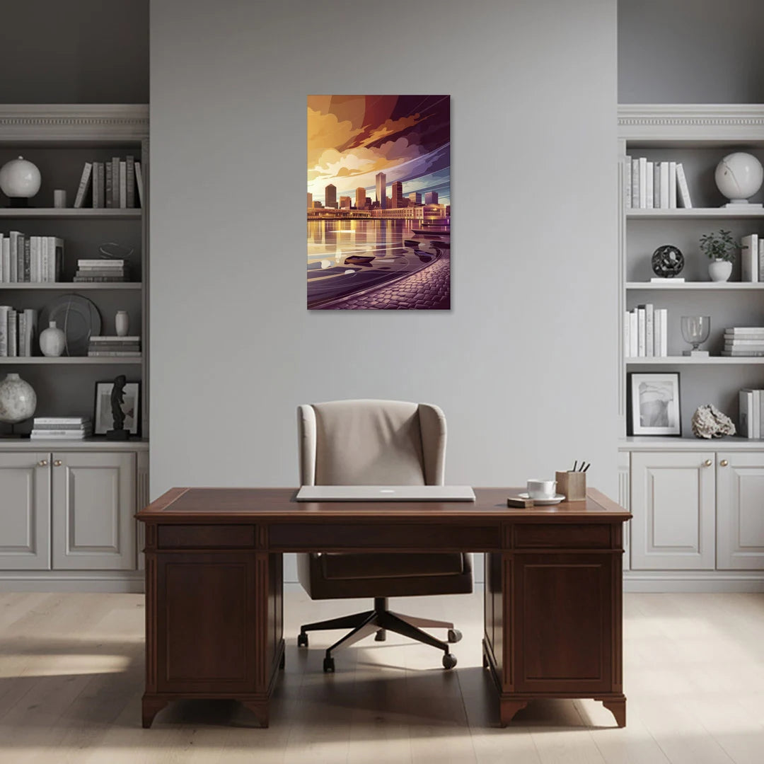 Boston Skyline at Sunset - Canvas Wall Art - Office - 24x36