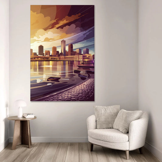 Boston Skyline at Sunset - Canvas Wall Art - Sofa - 40x60