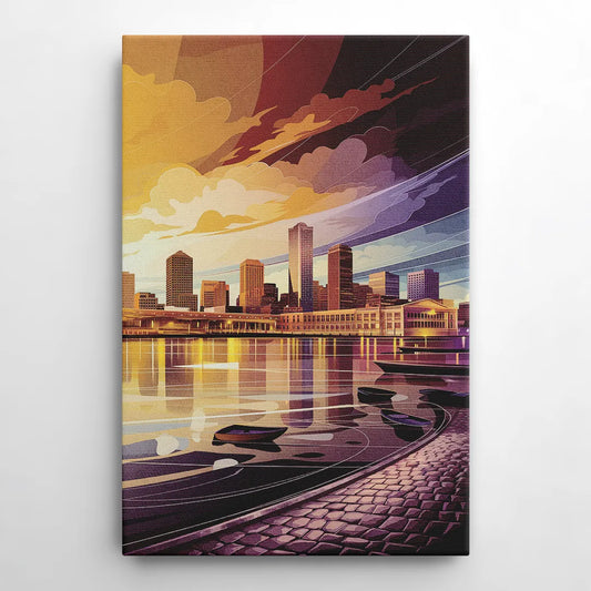 Boston Skyline at Sunset - Canvas Wall Art