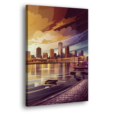 Boston Skyline at Sunset - Canvas Wall Art