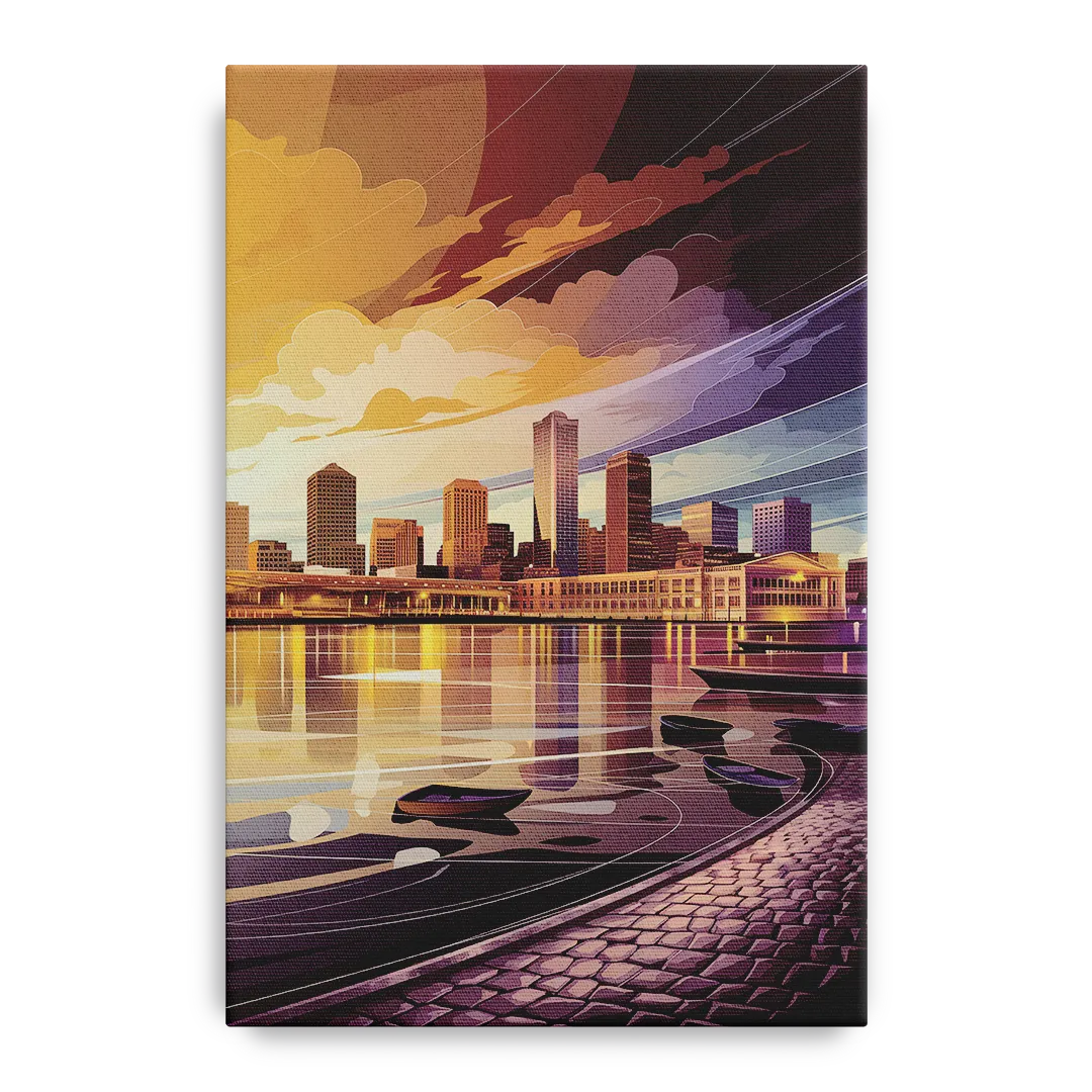 Boston Skyline at Sunset Front - Canvas Wall Art
