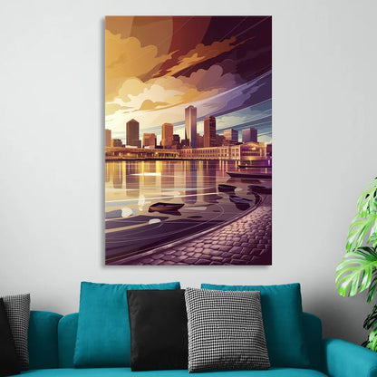 Boston Skyline at Sunset Sitting Room - Canvas Wall Art