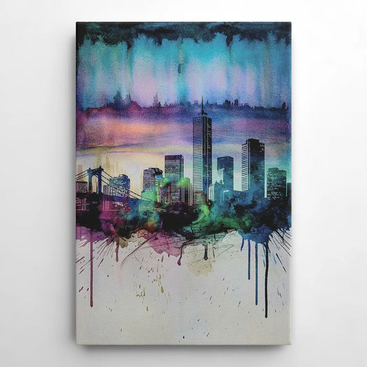 Boston Skyline in Watercolor - Canvas Wall Art