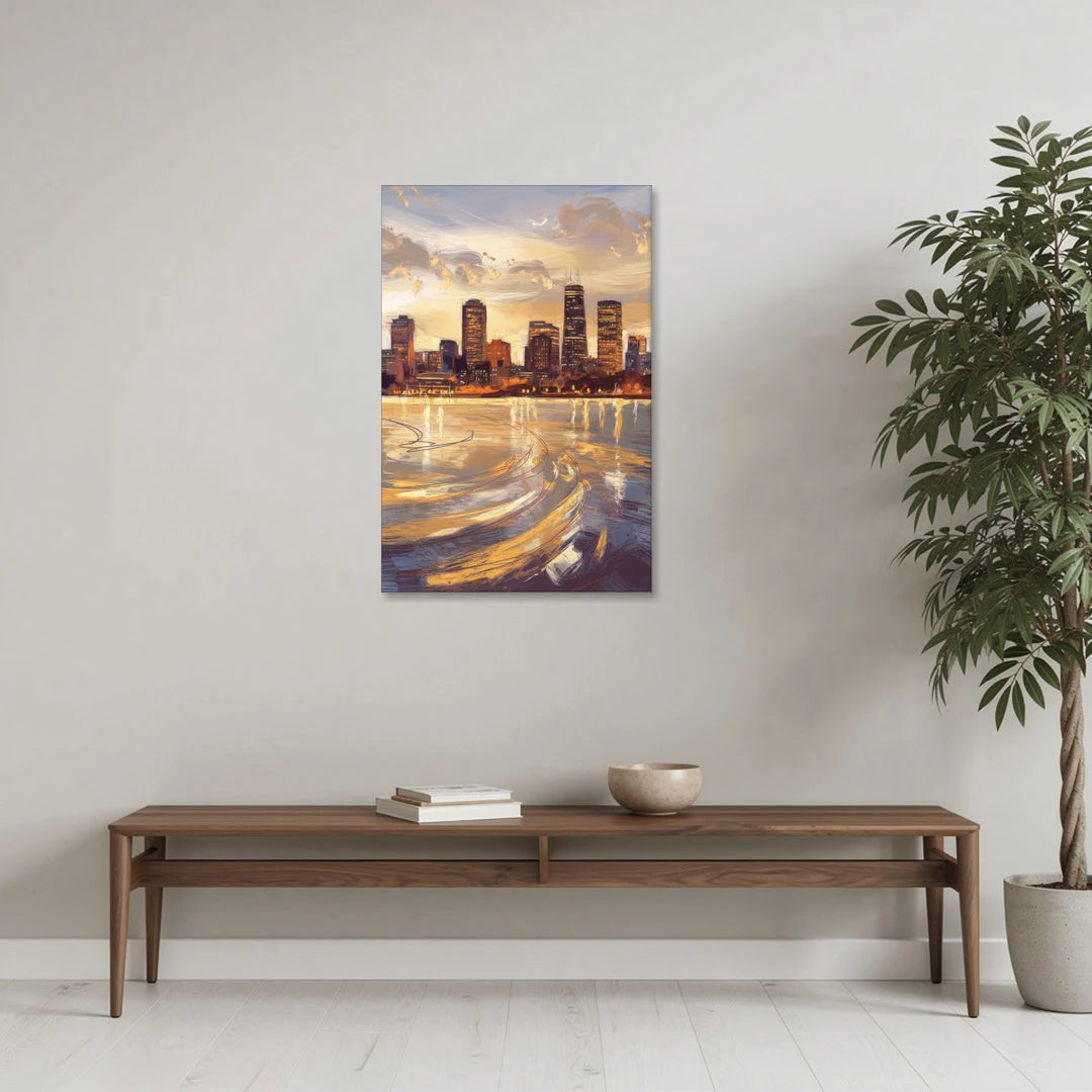 Boston Skyline with Charles River - Canvas Wall Art - Coffee Table - 24x36