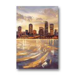Boston Skyline with Charles River - Canvas Wall Art - Front