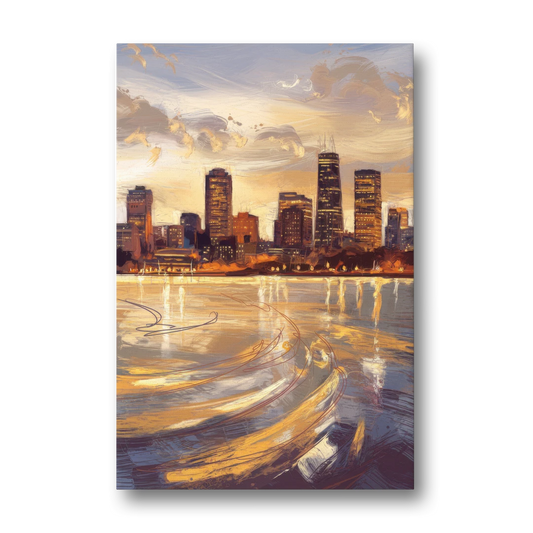 Boston Skyline with Charles River - Canvas Wall Art - Front