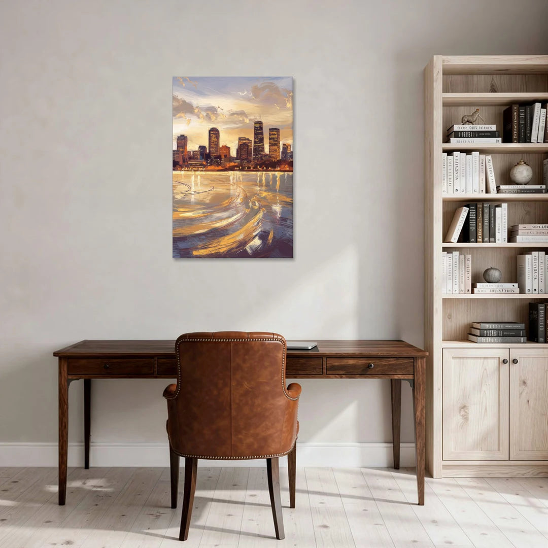 Boston Skyline with Charles River - Canvas Wall Art - Office - 24x36