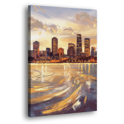 Boston Skyline with Charles River - Canvas Wall Art - Side