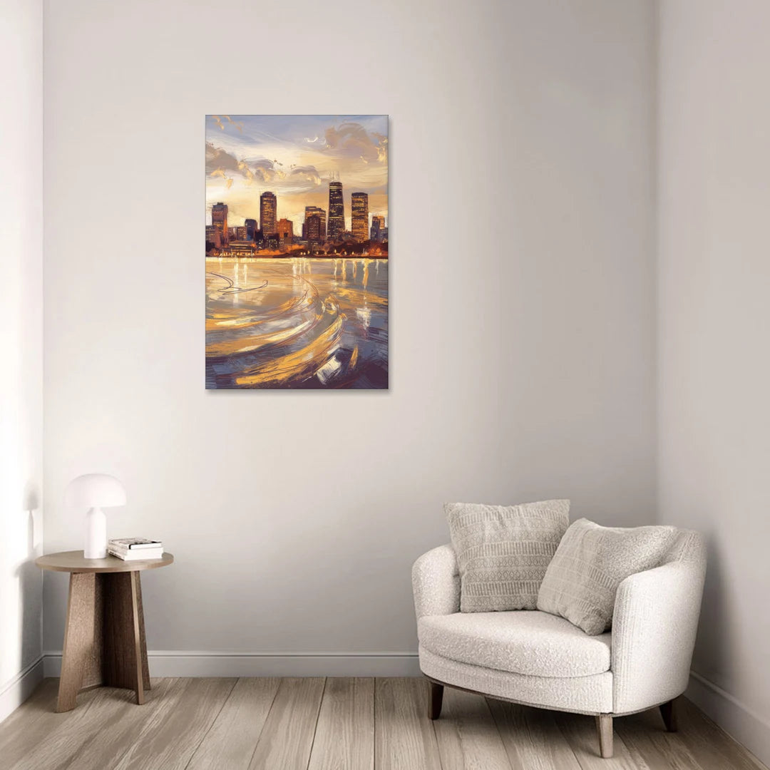Boston Skyline with Charles River - Canvas Wall Art - Sofa - 24x36