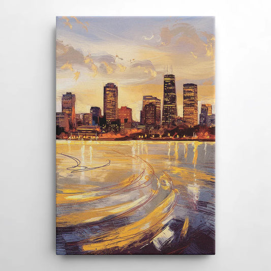 Boston Skyline with Charles River - Canvas Wall Art