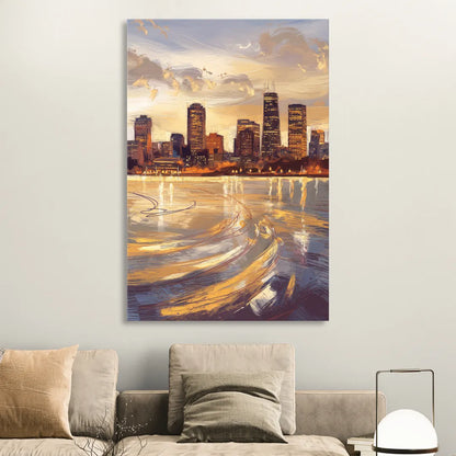 Boston Skyline with Charles River Sitting Room - Canvas Wall Art
