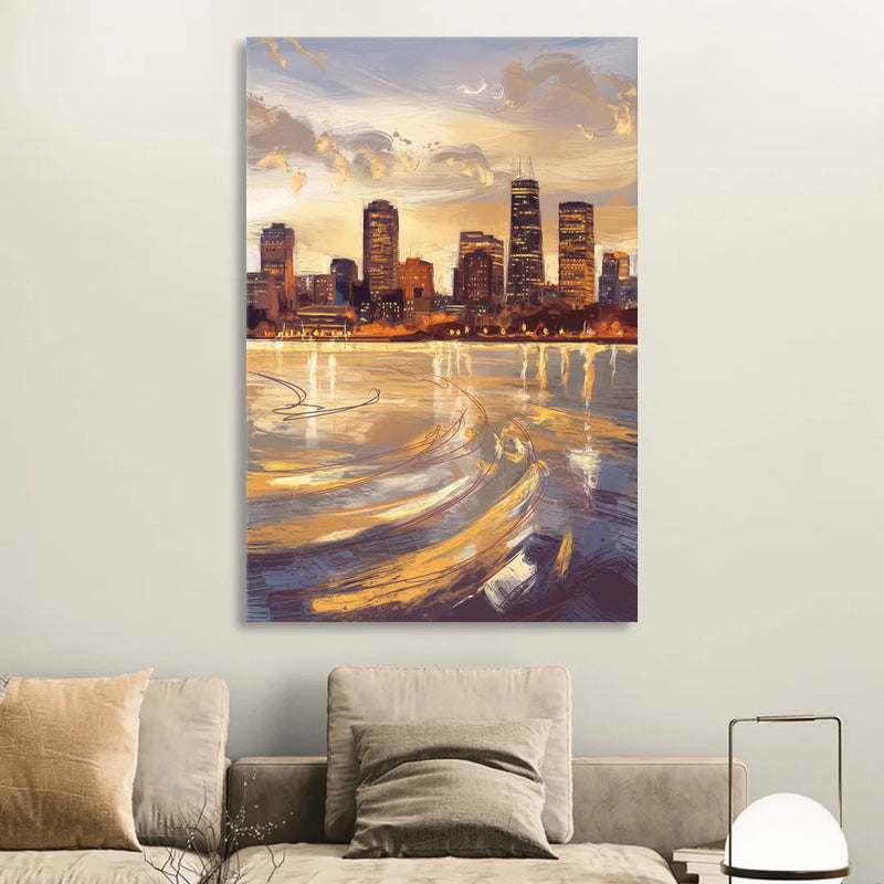 Boston Skyline with Charles River Sitting Room - Canvas Wall Art
