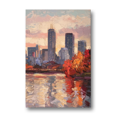 Boston Skyline with Fall Colors - Canvas Wall Art - Front