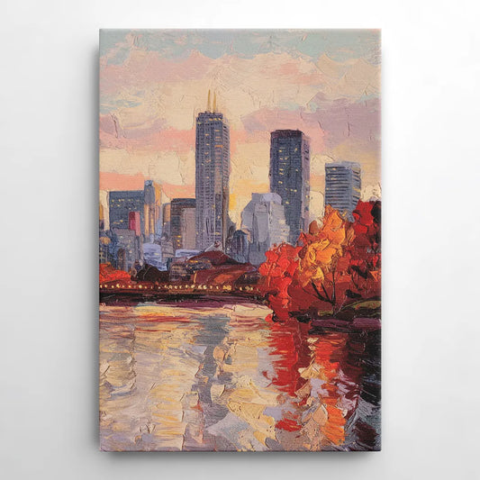 Boston Skyline with Fall Colors - Canvas Wall Art