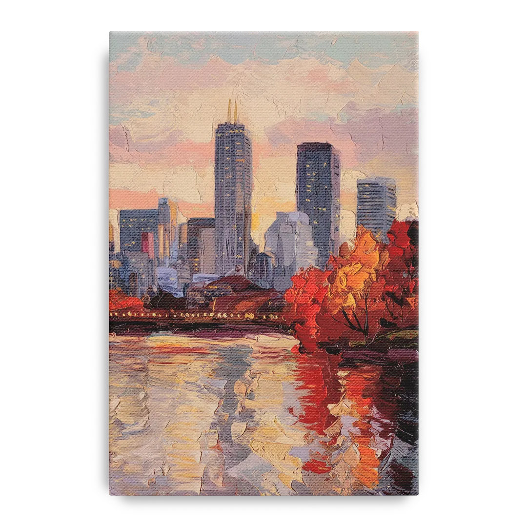 Boston Skyline with Fall Colors Front - Canvas Wall Art